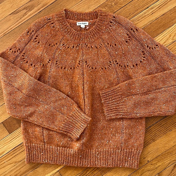 NWOT Roberta Roller Rabbit Velma alpaca wool orange rust SPECK sweater eyelet - Picture 1 of 5